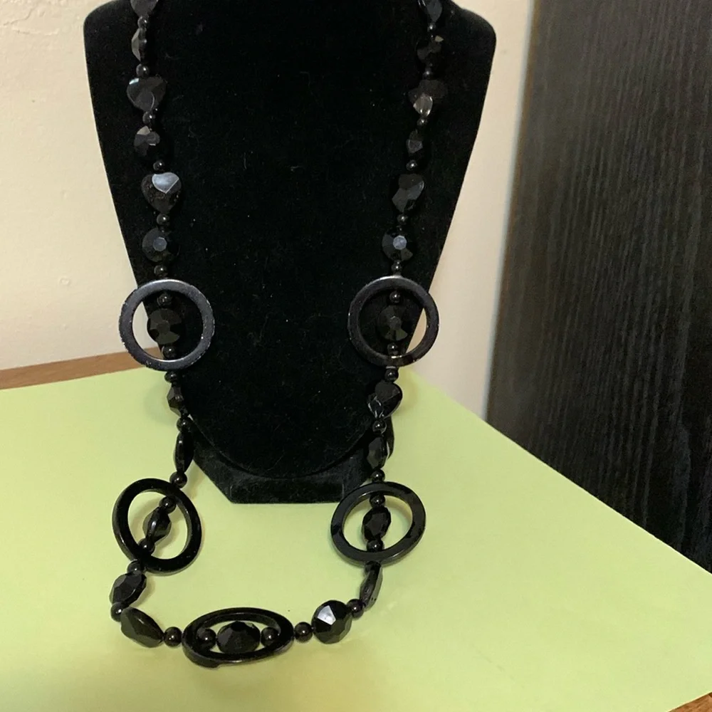 Beautiful black necklace, unique jewelry 25” - Picture 1 of 5